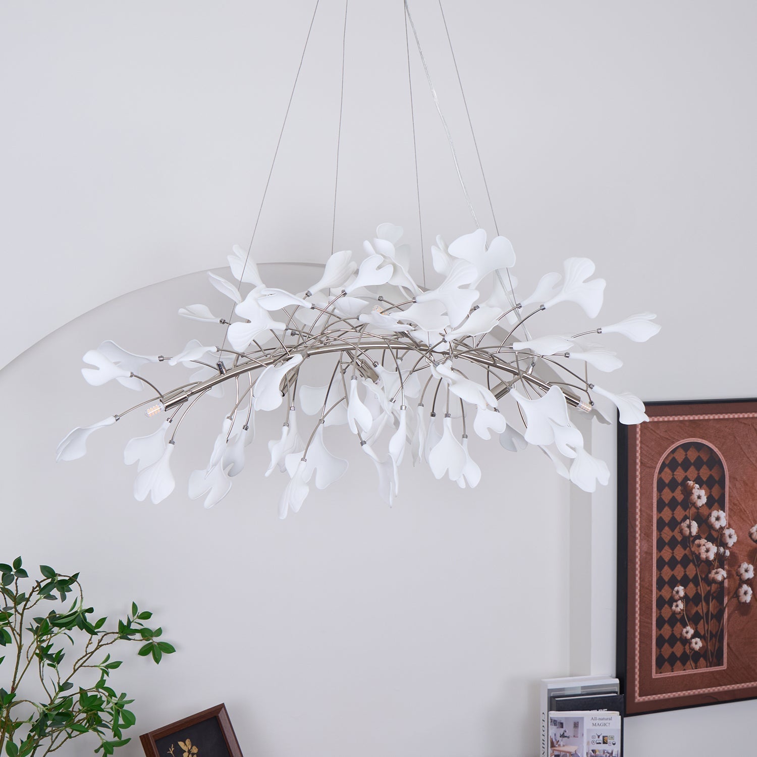 Arux Ginkgo lysekrone art deco bøjet nedad | Fioriscas
