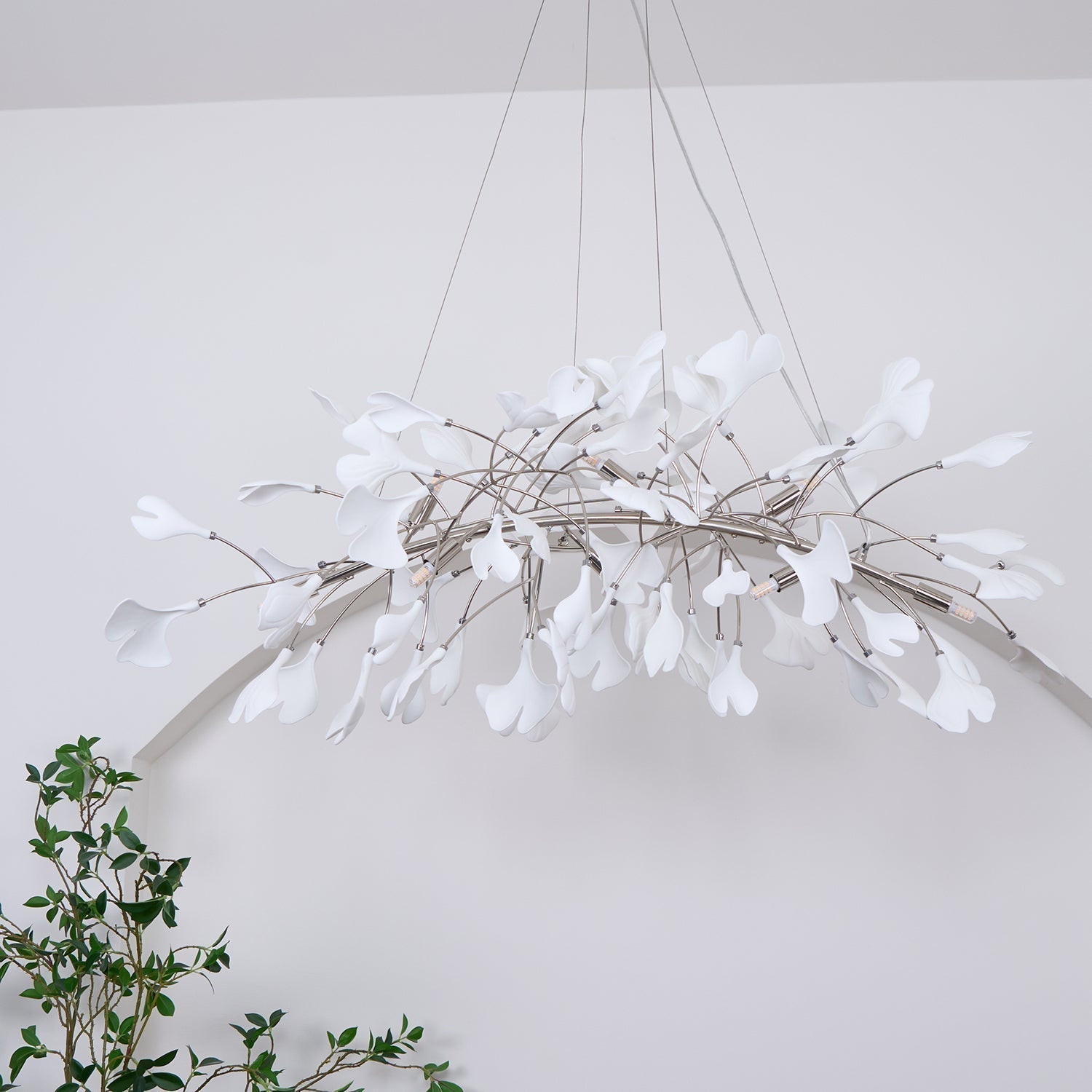 Arux Ginkgo lysekrone art deco bøjet nedad | Fioriscas