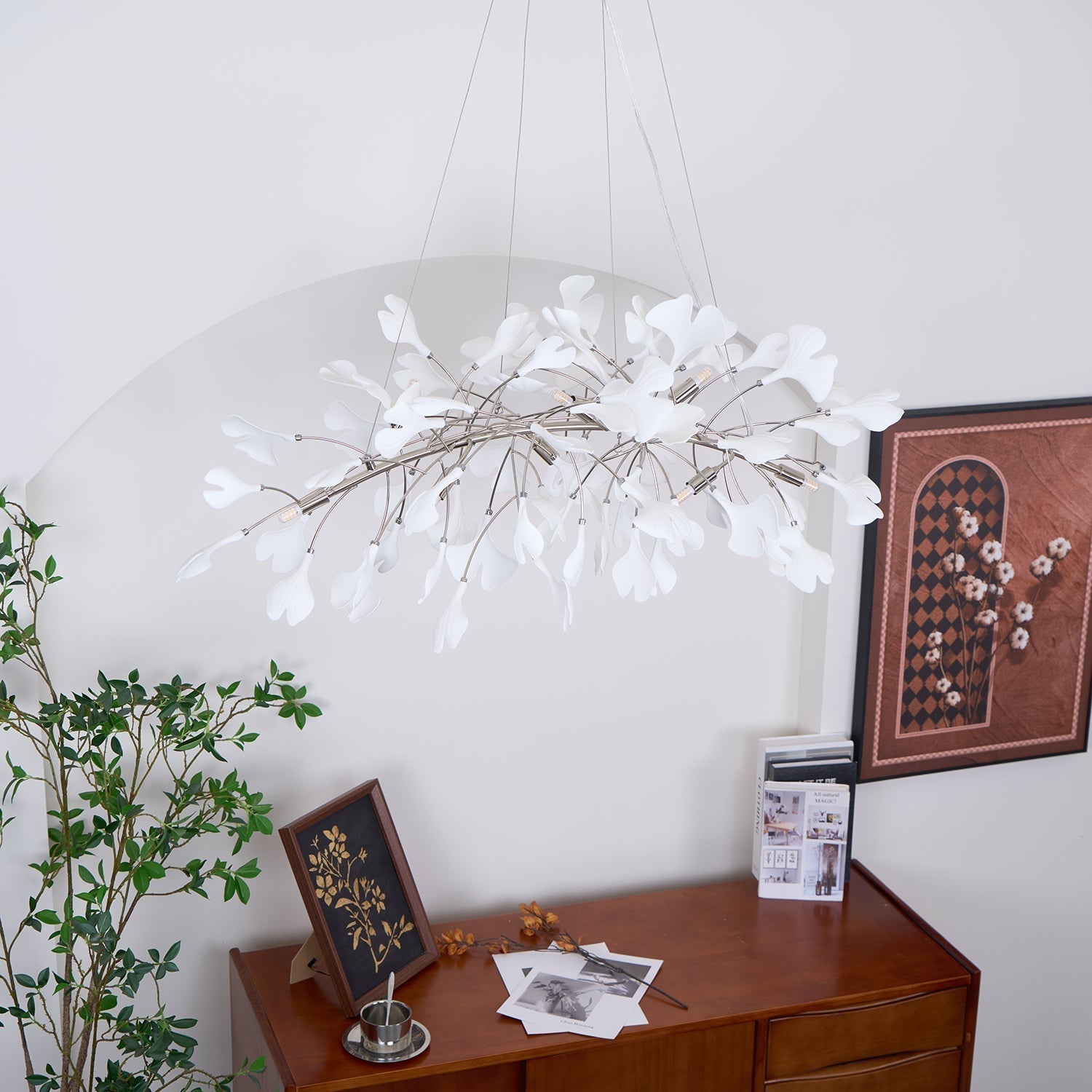 Arux Ginkgo lysekrone art deco bøjet nedad | Fioriscas