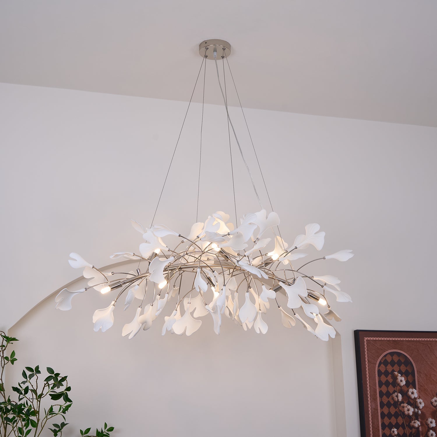 Arux Ginkgo lysekrone art deco bøjet nedad | Fioriscas