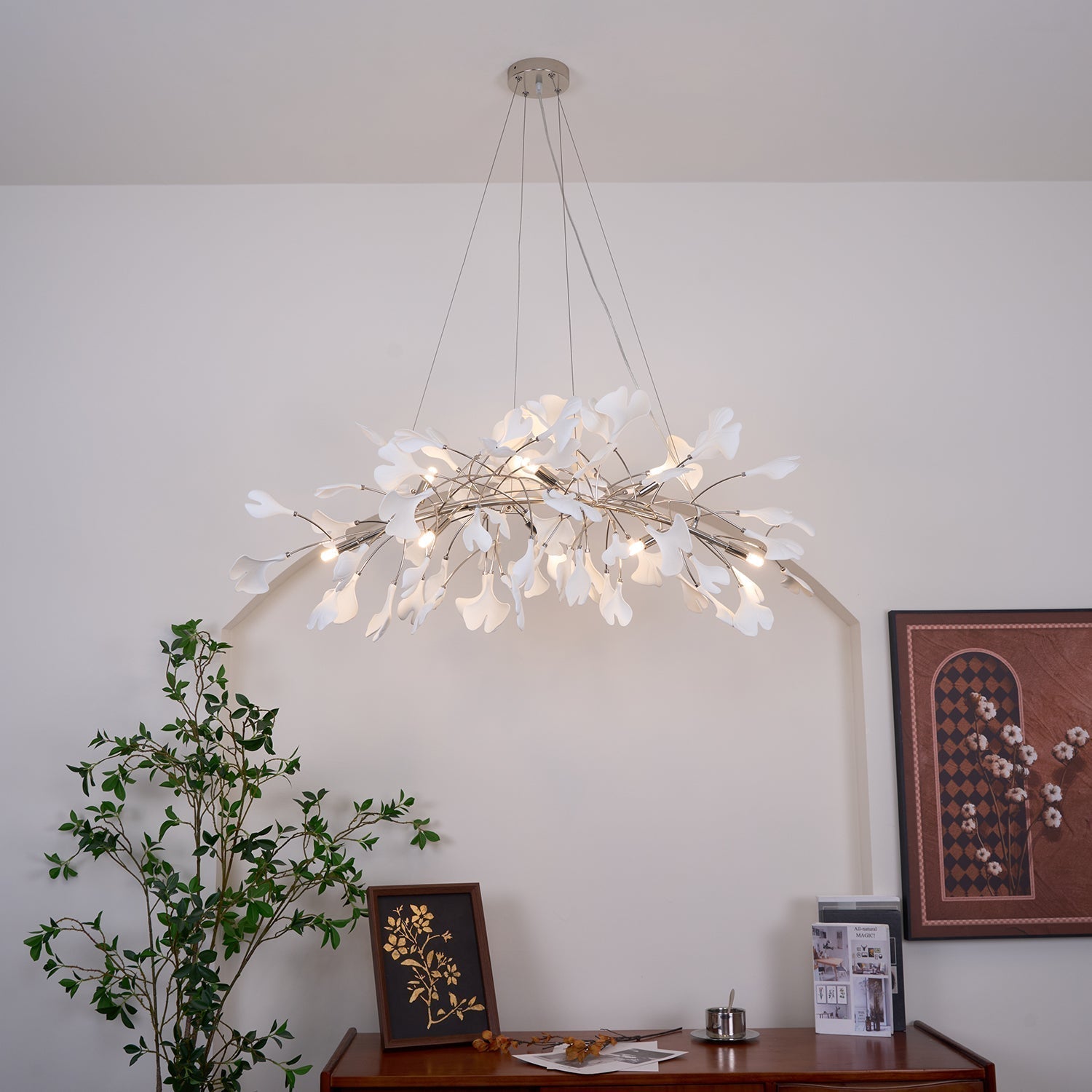 Arux Ginkgo lysekrone art deco bøjet nedad | Fioriscas