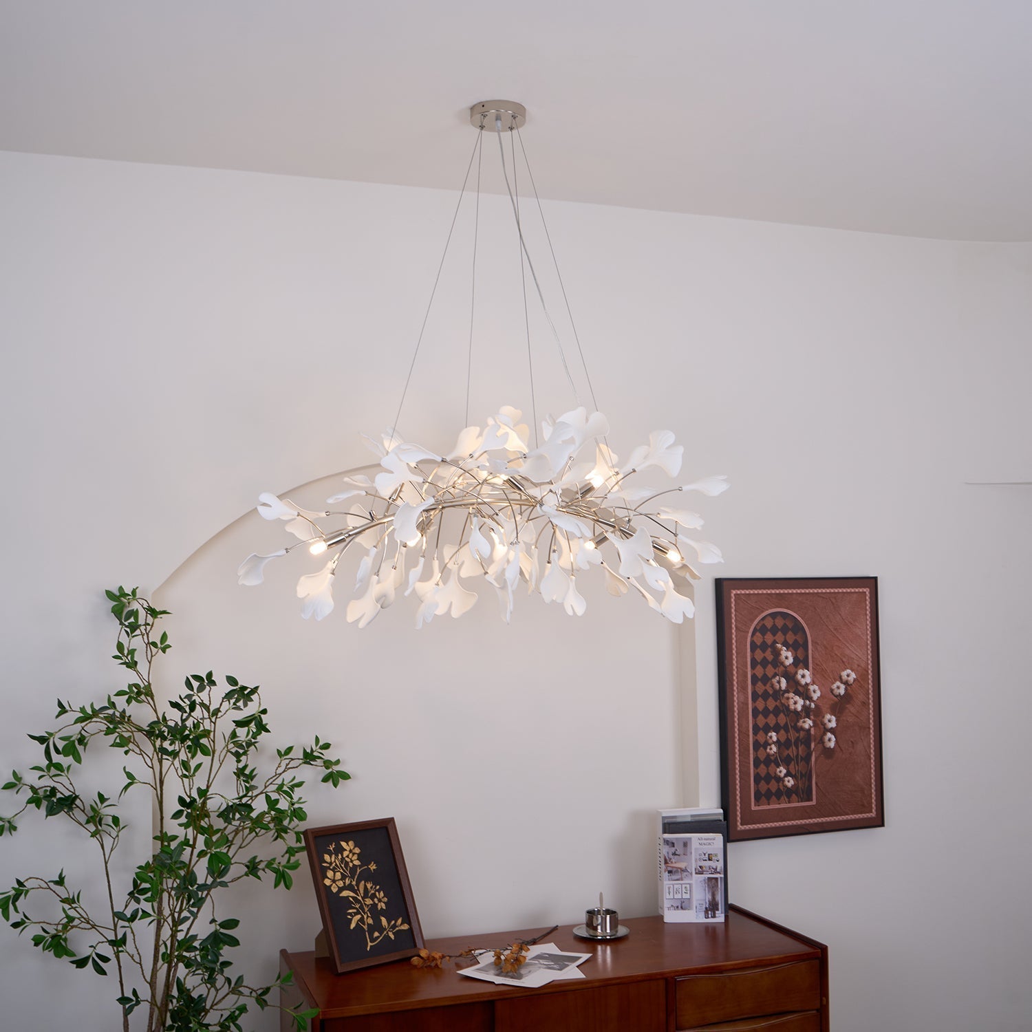 Arux Ginkgo lysekrone art deco bøjet nedad | Fioriscas