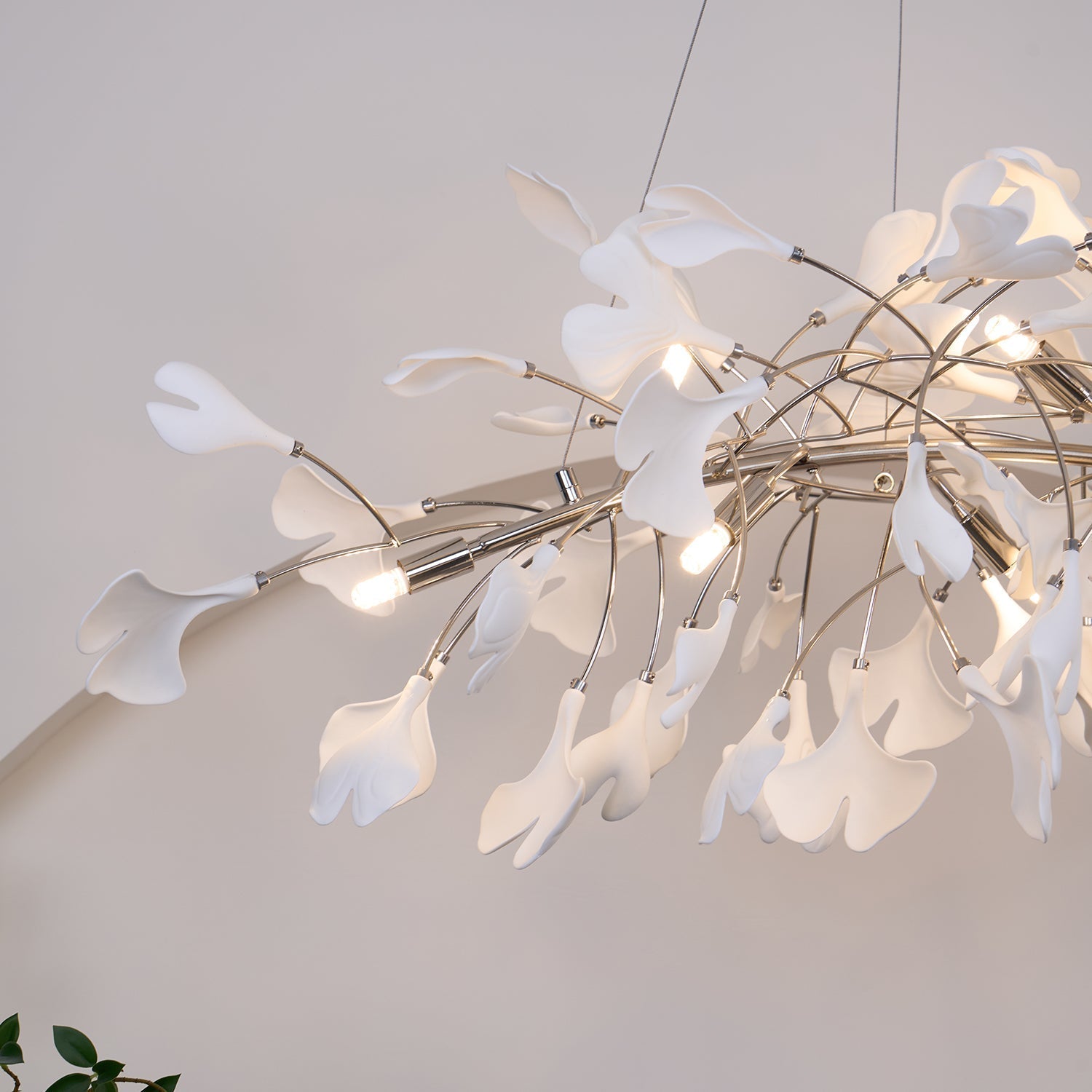 Arux Ginkgo lysekrone art deco bøjet nedad | Fioriscas