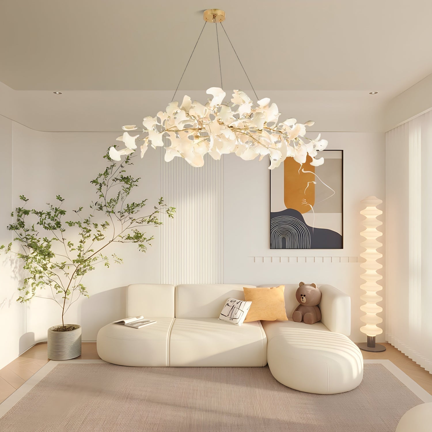 Arux Ginkgo lysekrone art deco bøjet nedad | Fioriscas