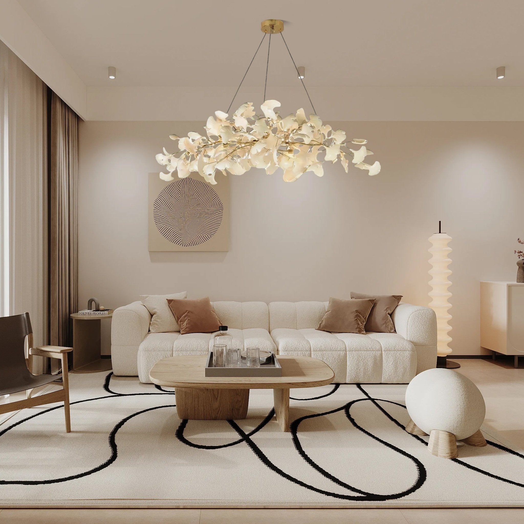 Arux Ginkgo lysekrone art deco bøjet nedad | Fioriscas