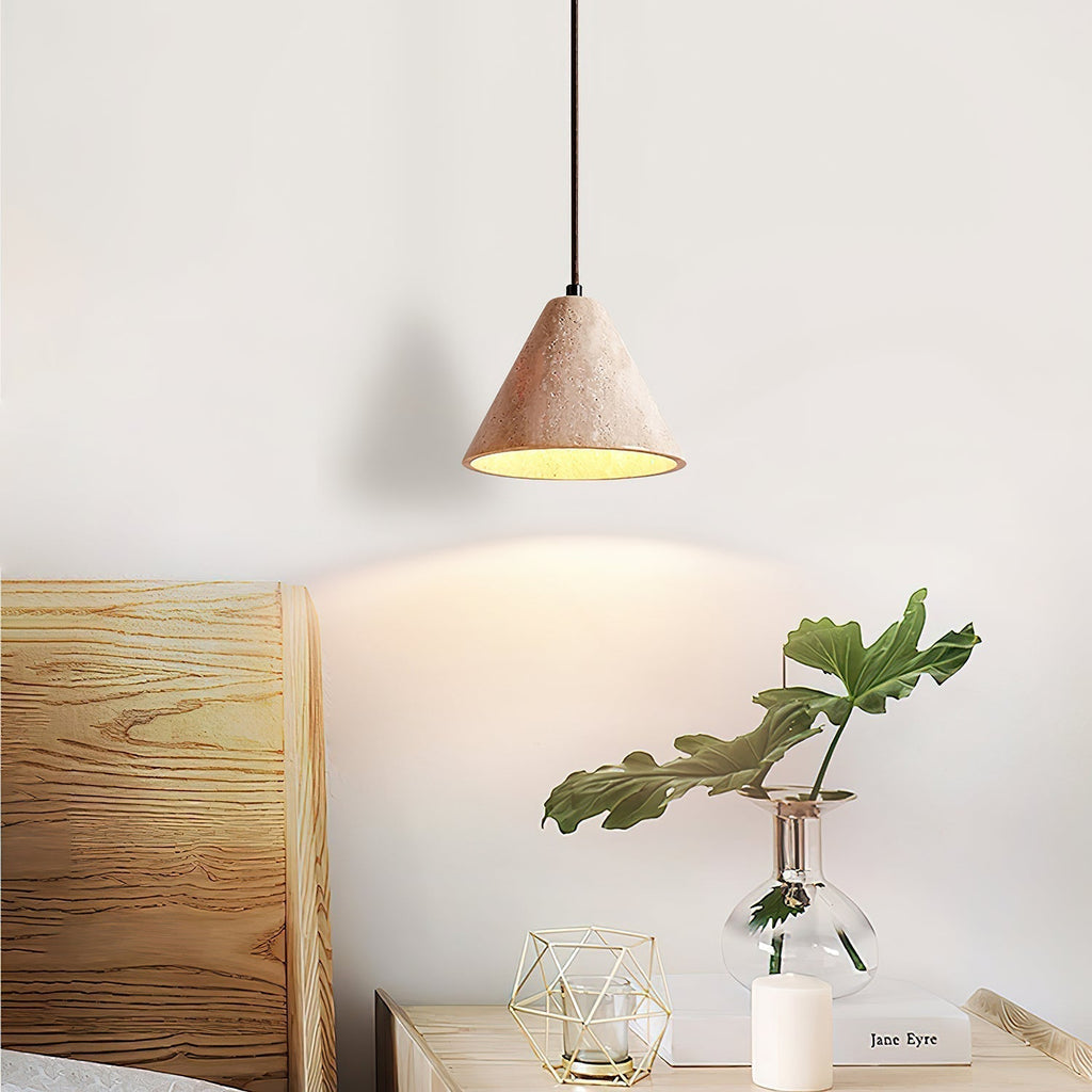 Cezoriel kegelvormige travertijn hanglamp | Fioriscas