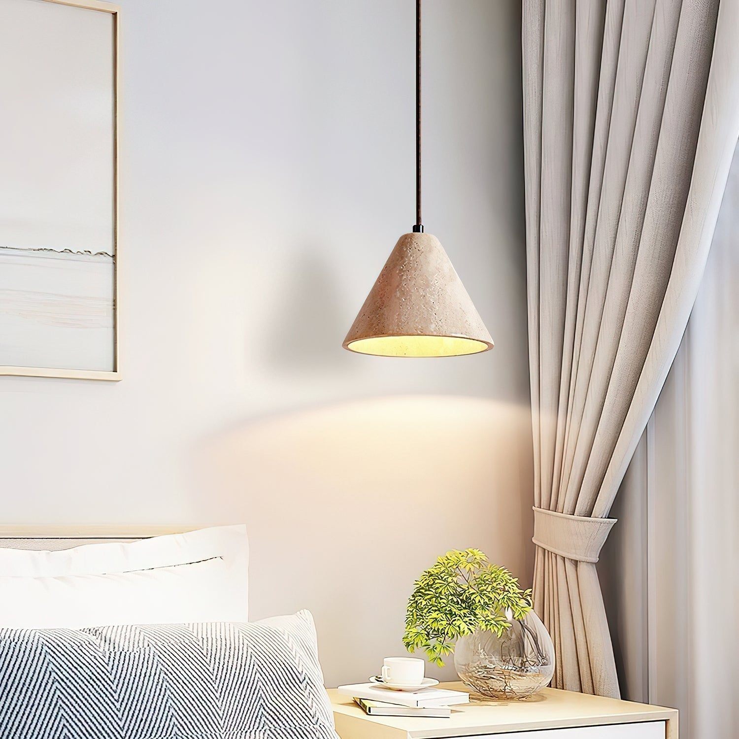 Cezoriel kegelvormige travertijn hanglamp | Fioriscas