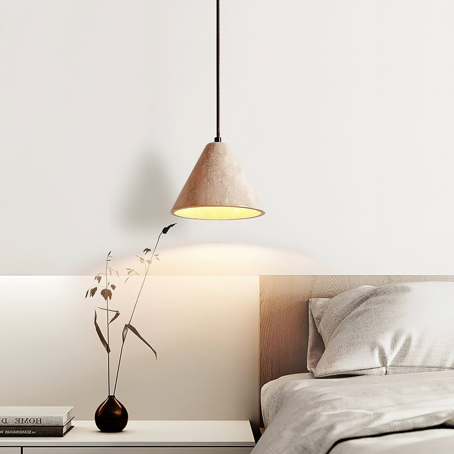 Cezoriel kegelvormige travertijn hanglamp | Fioriscas