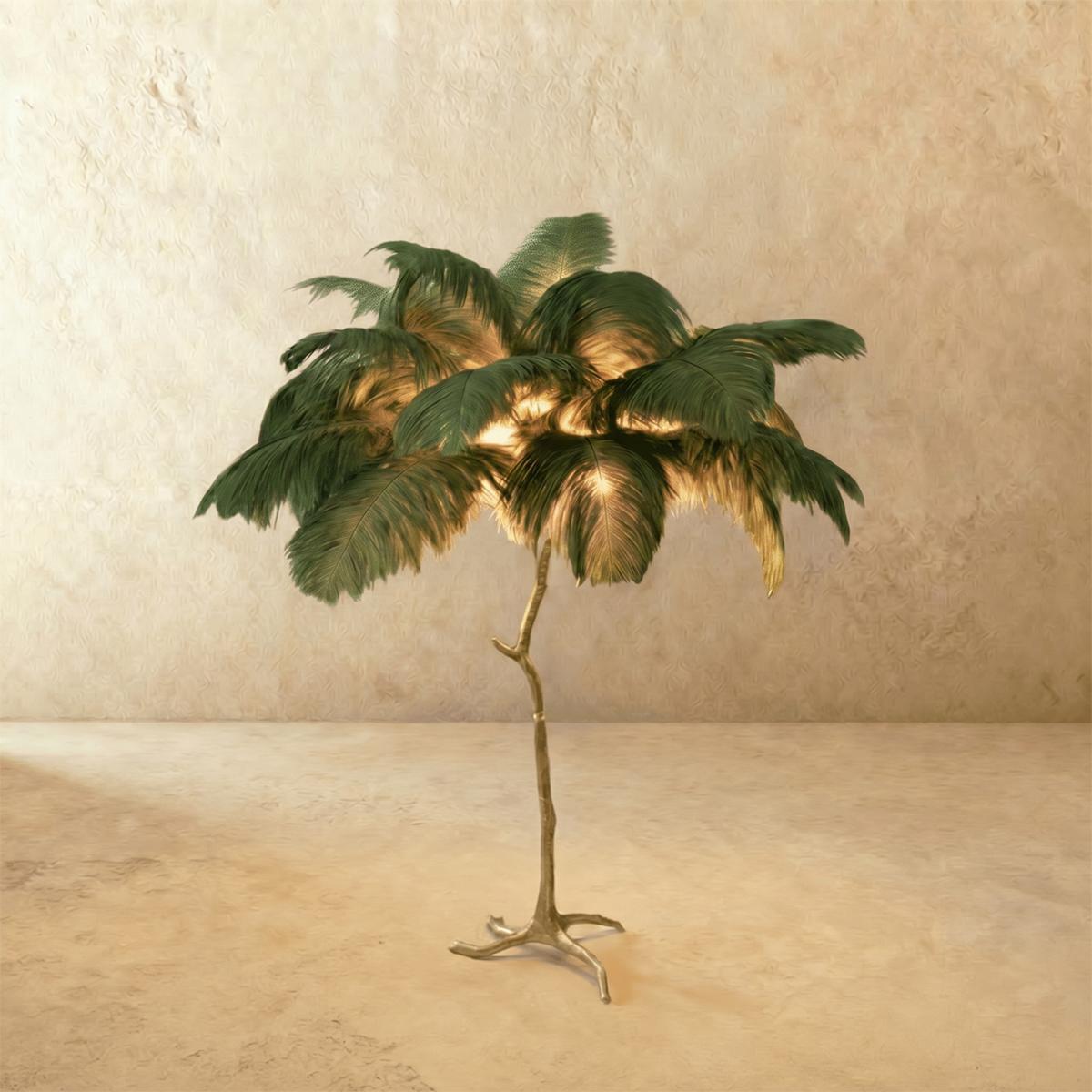 Lampada da terra Feathered Glam con velluto Glow Luxe Interiors