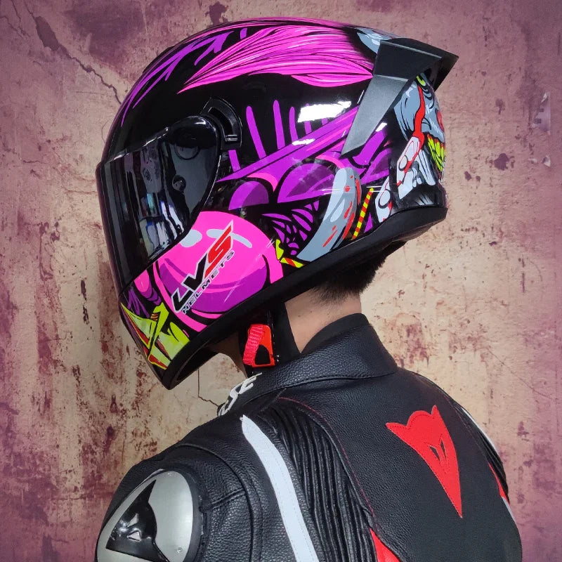 Casco da moto integrale da gara, certificato DOT, sistema a doppia visiera