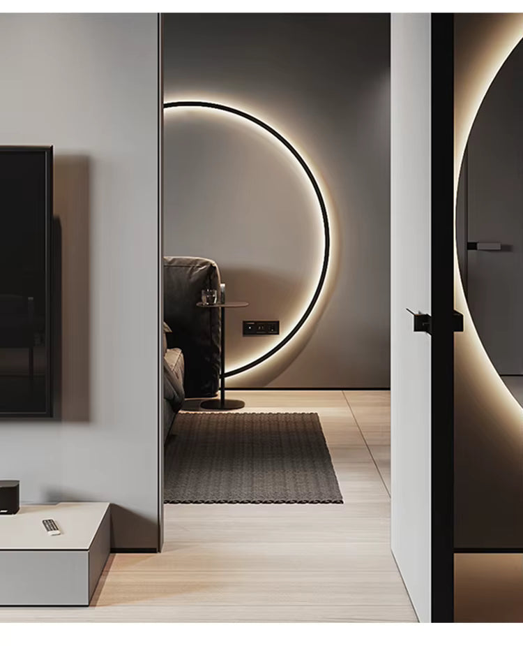 Round LED Wall Light, NovaHalo LumaNova, Black Minimalist Design