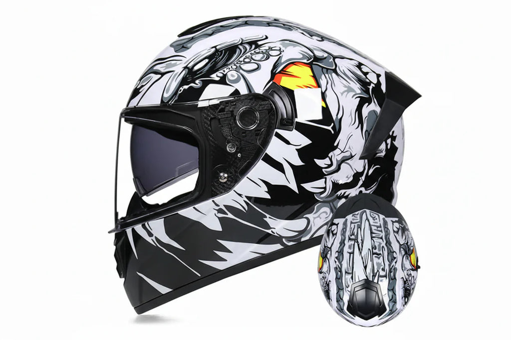 Capacete integral de motociclista com viseira dupla, certificado DOT, preparado para o inverno