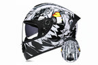 Capacete integral de motociclista com viseira dupla, certificado DOT, preparado para o inverno