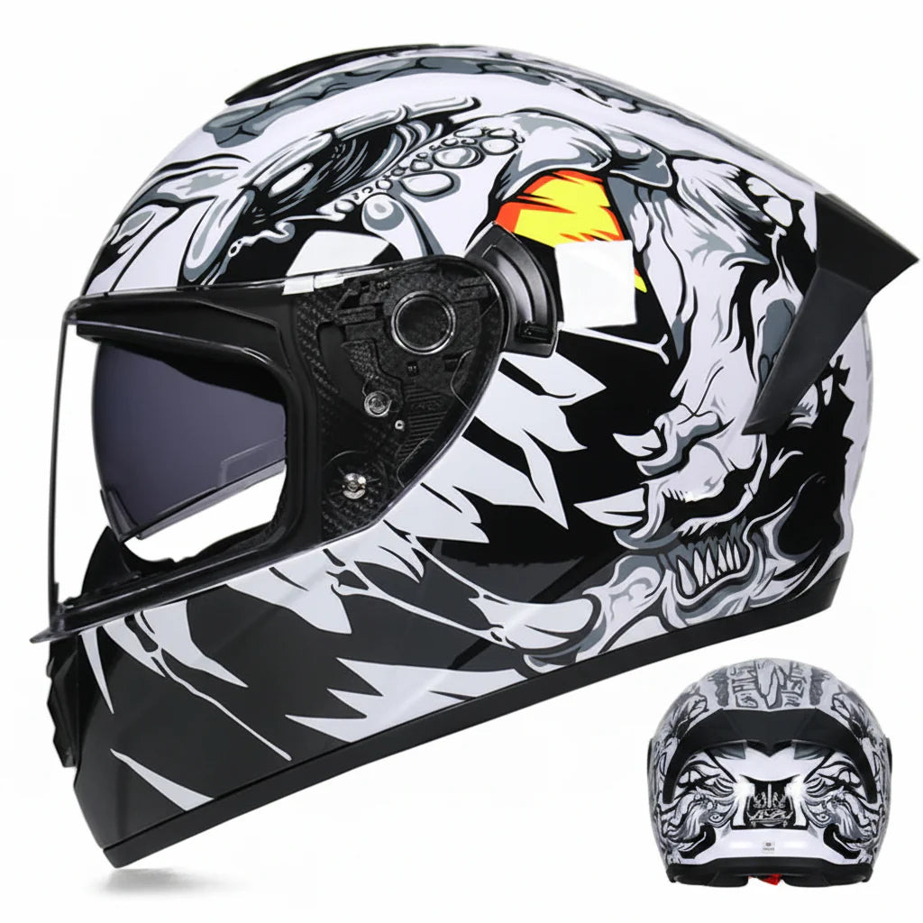 Casco da moto integrale da gara, certificato DOT, sistema a doppia visiera