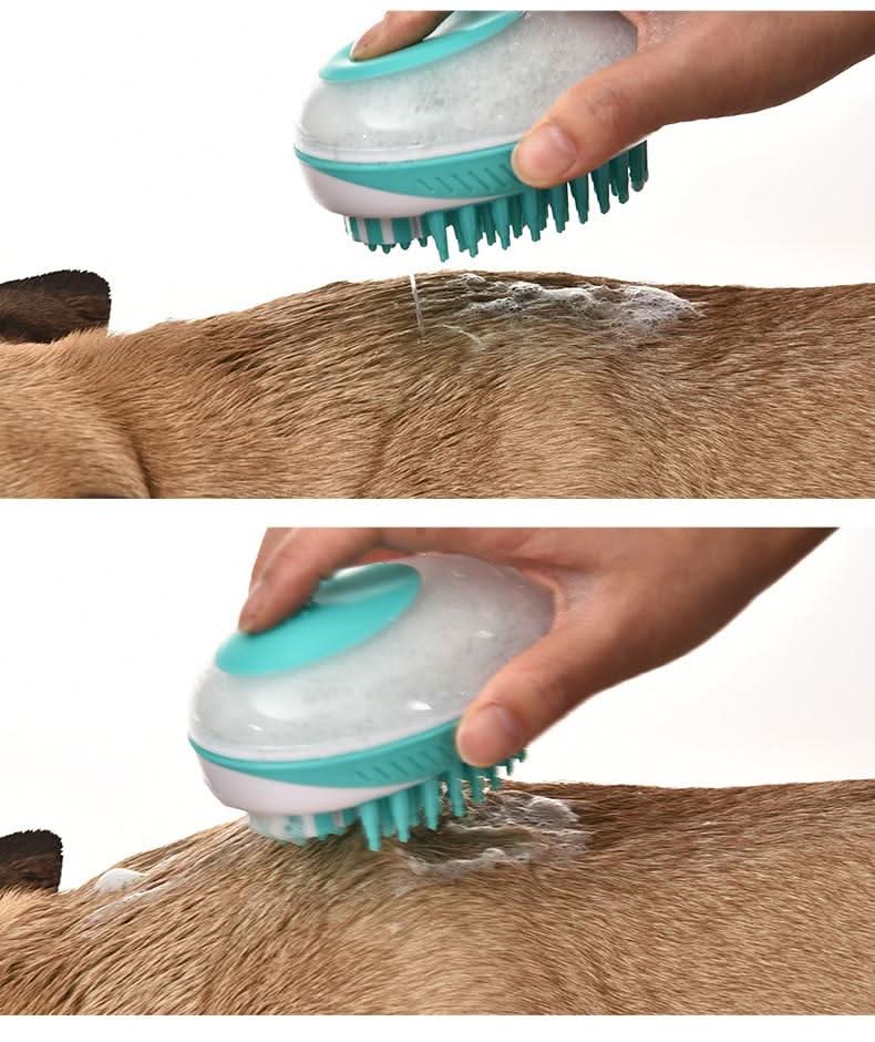 2-in-1 soap dispenser & massage brush for dogs - Fioriscas