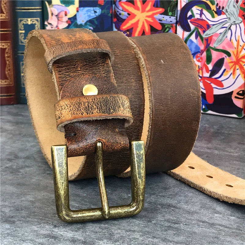 Slidt koskindbælte med messing spænde, Ridgeford vintage stil