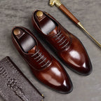 Aurelo Men's Oxford Shoes in Italian Leather, Lace-Up Formal Shoes