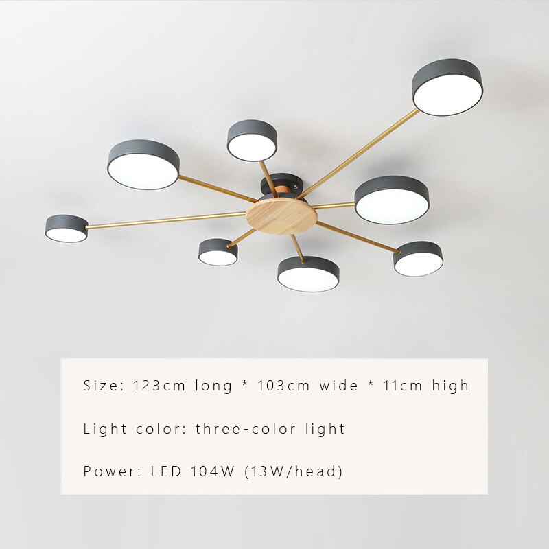 Luminax LED-kattokruunu puusta ja raudasta makuu- ja olohuoneisiin