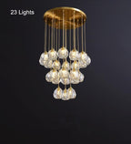 Luminara Crystal Ball Chandelier, Polished Copper Ceiling Light