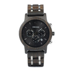 Orologio da uomo in legno TimberLuxe con incisione, resistente all’acqua fino a 3 ATM
