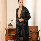 Peignoir homme en satin avec taille élastique et col à revers