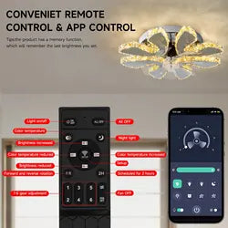 Stropní ventilátor, skládací lopatky a stmívatelné LED světlo, Lunera Smart s 6 rychlostmi