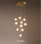 Luminara Crystal Ball Chandelier, Polished Copper Ceiling Light