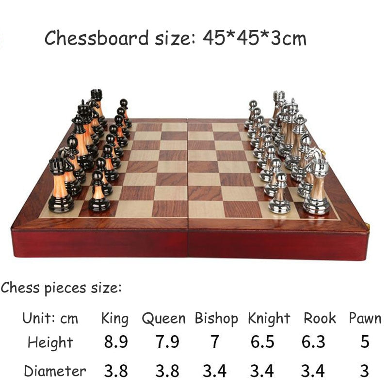 RegalOrion Chess Set, Zinc Alloy Pieces, 17.7-Inch Wooden Board