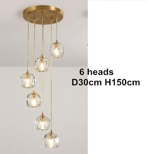 Luminara Crystal Ball Chandelier, Polished Copper Ceiling Light