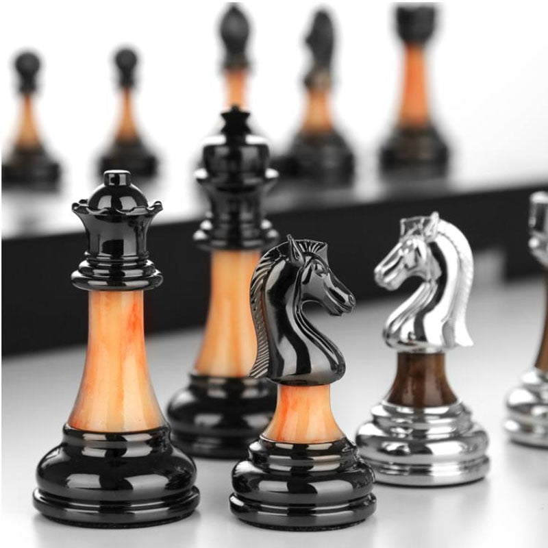 RegalOrion Chess Set, Zinc Alloy Pieces, 17.7-Inch Wooden Board