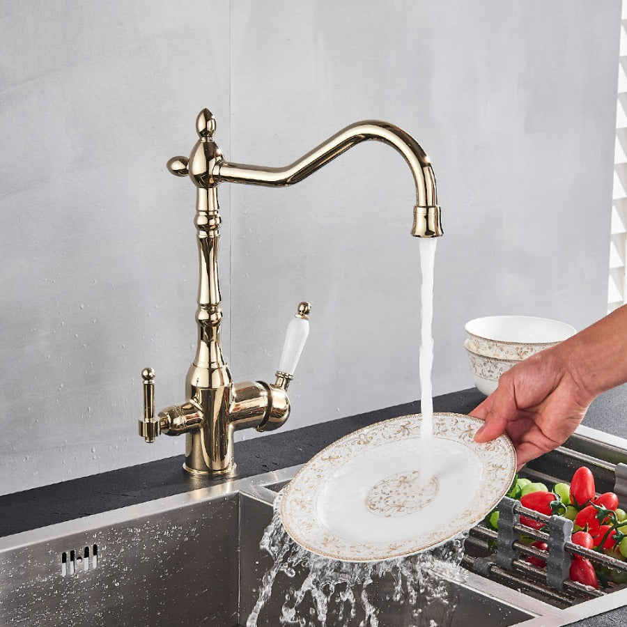 Grifo de cocina giratorio de 360 grados con filtración de agua integrada