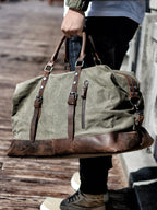 Harborwell Waxed Canvas Weekender Bag With Leather Trim, Four Colors