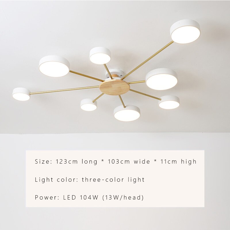 Luminax LED-kattokruunu puusta ja raudasta makuu- ja olohuoneisiin