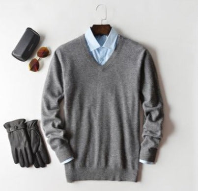Elarin Men's Cashmere Sweater in Round Neck or V-Neck, 7 Colors