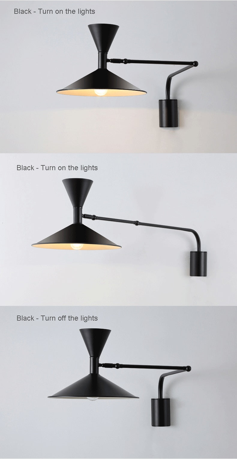 Lampada da parete NovaSwing, braccio orientabile, con spina e paralume satinato