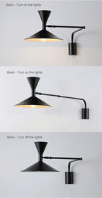Lampada da parete NovaSwing, braccio orientabile, con spina e paralume satinato