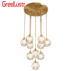 Luminara Crystal Ball Chandelier, Polished Copper Ceiling Light
