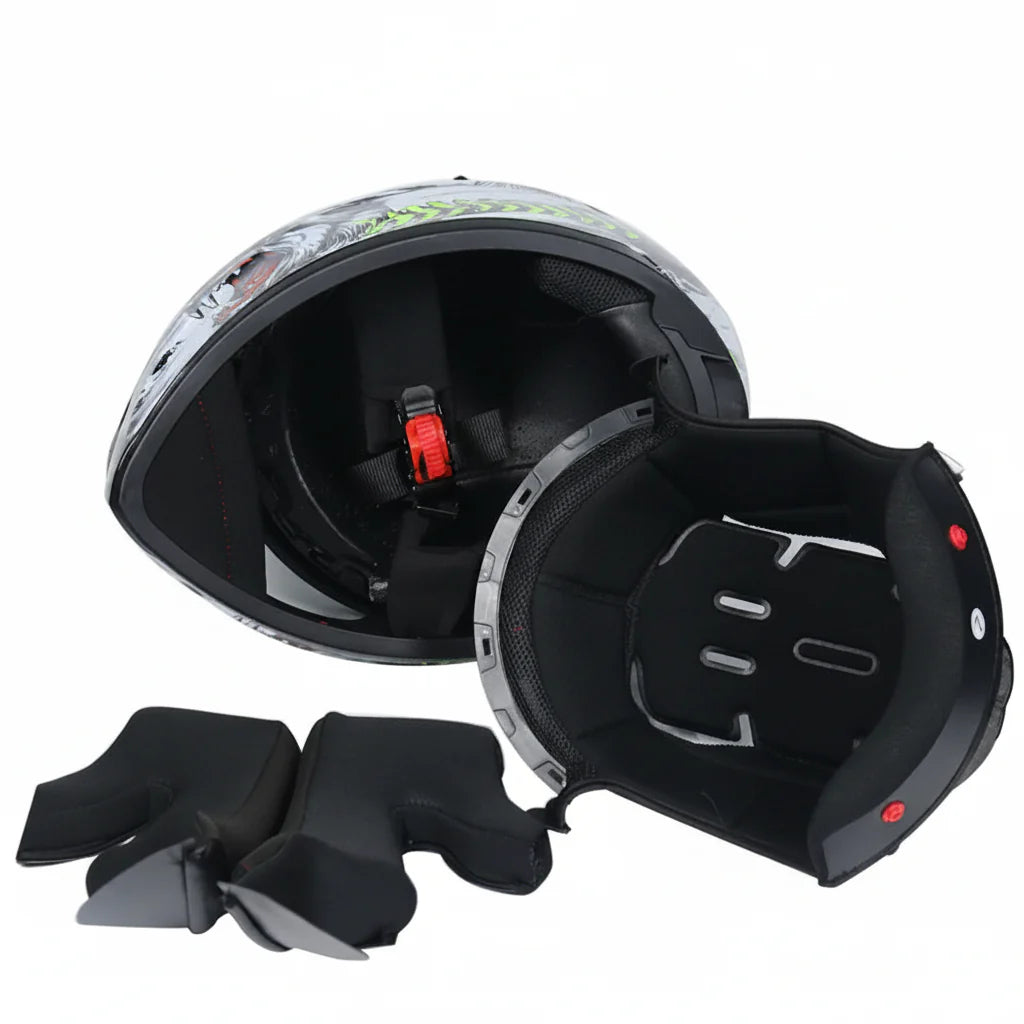 Casco da moto integrale da gara, certificato DOT, sistema a doppia visiera