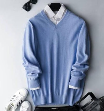 Elarin Men's Cashmere Sweater in Round Neck or V-Neck, 7 Colors