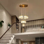 Luminara Crystal Ball Chandelier, Polished Copper Ceiling Light