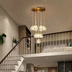 Luminara Crystal Ball Chandelier, Polished Copper Ceiling Light