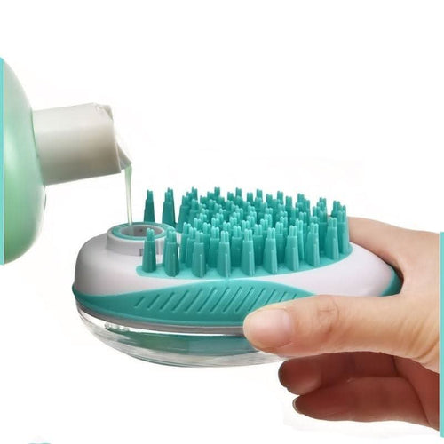 2-in-1 soap dispenser & massage brush for dogs - Fioriscas