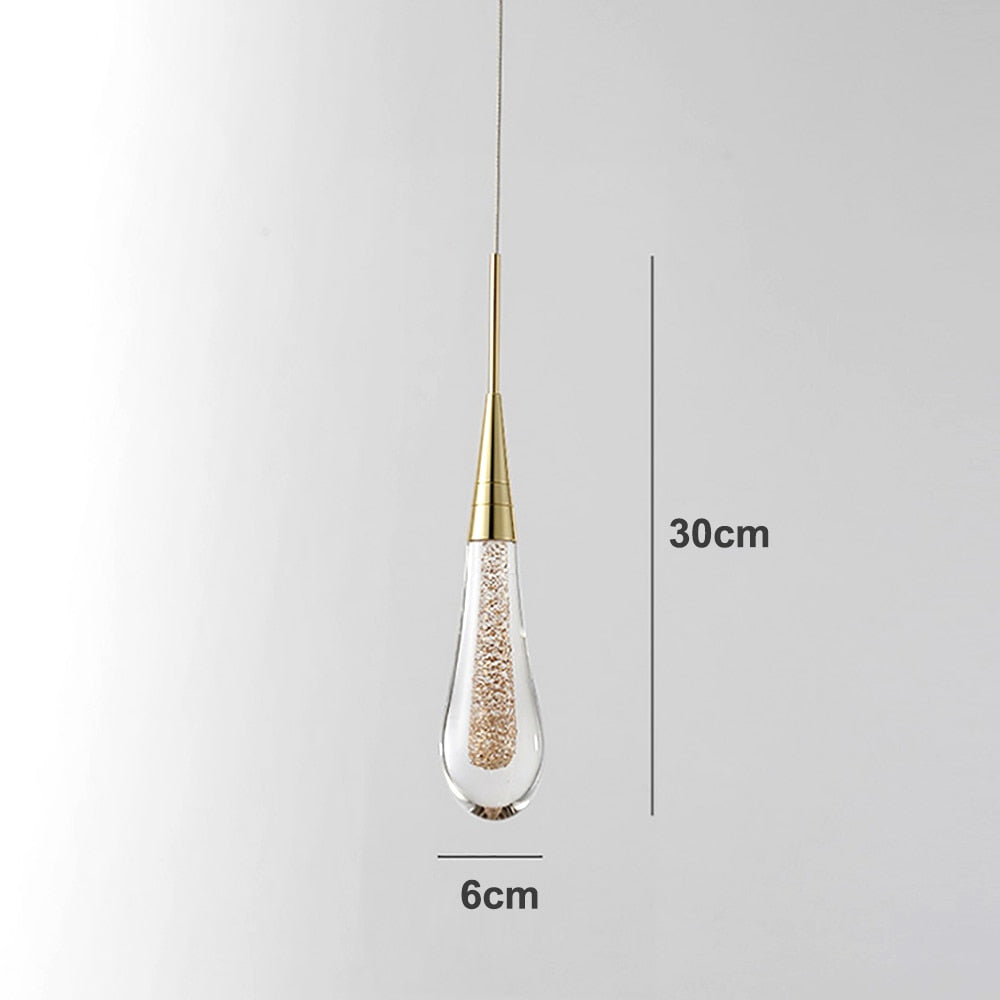 Luneo DrizzleDrop Glass Droplet Pendant Light, Gold Bronze Or Chrome