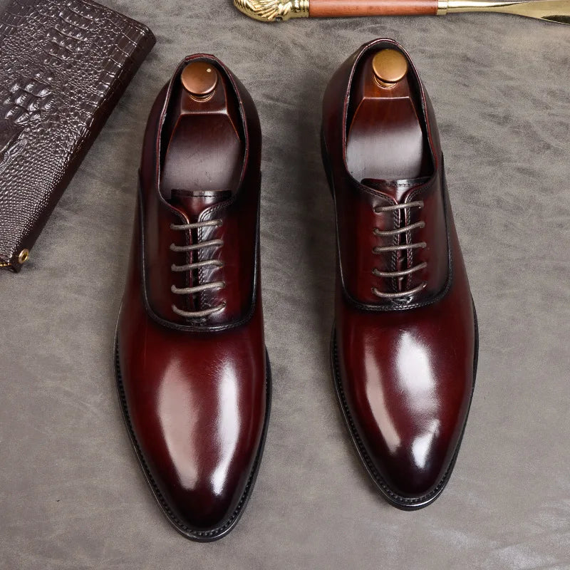 Aurelo Men's Oxford Shoes in Italian Leather, Lace-Up Formal Shoes
