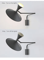 Lampada da parete NovaSwing, braccio orientabile, con spina e paralume satinato