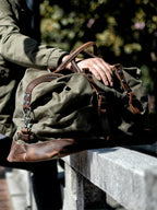Harborwell Waxed Canvas Weekender Bag With Leather Trim, Four Colors