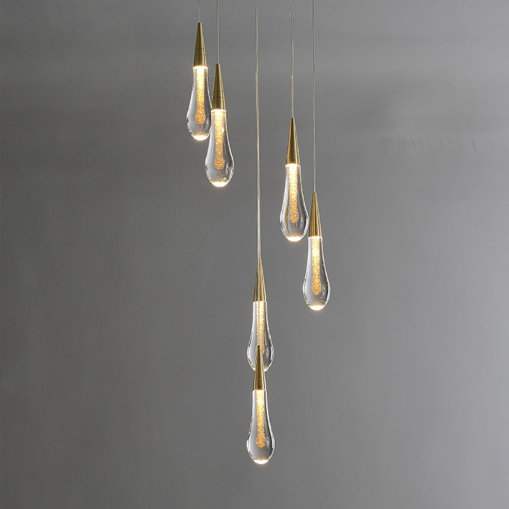 Luneo DrizzleDrop Glass Droplet Pendant Light, Gold Bronze Or Chrome