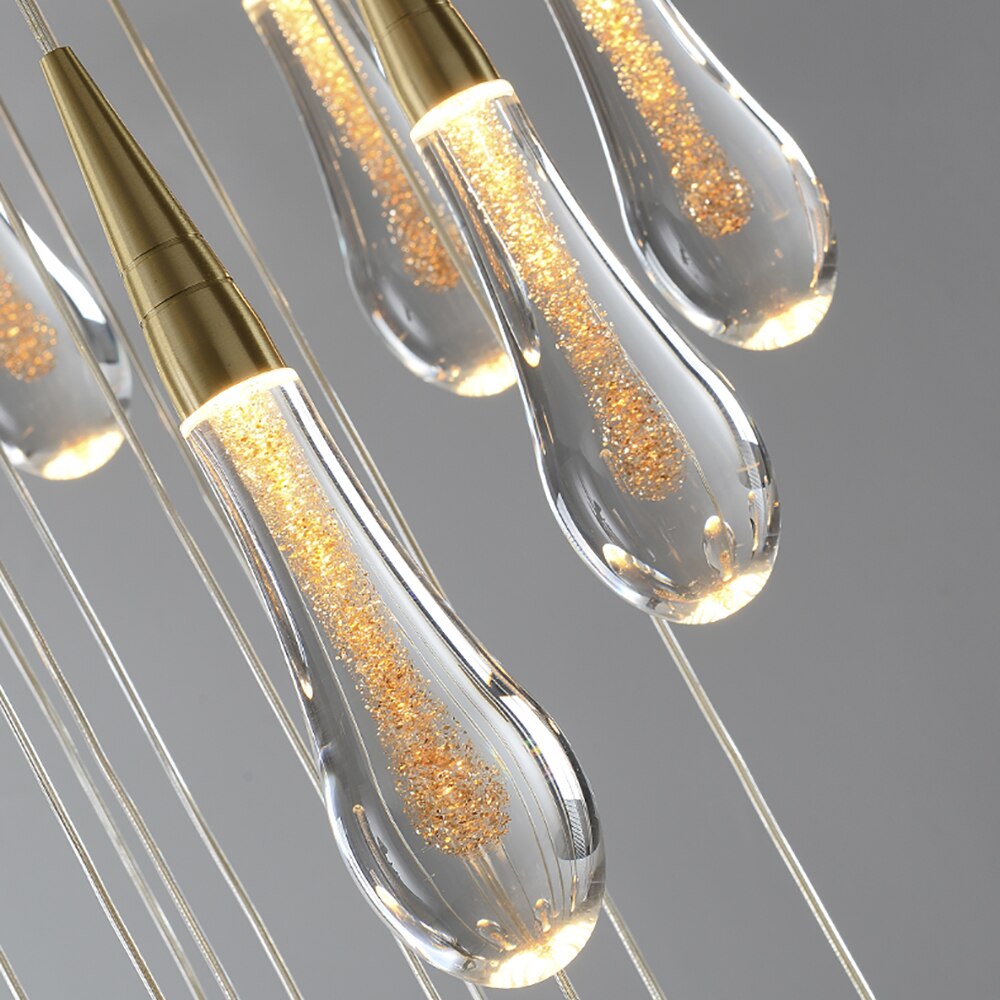 Luneo DrizzleDrop Glass Droplet Pendant Light, Gold Bronze Or Chrome
