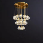 Luminara Crystal Ball Chandelier, Polished Copper Ceiling Light