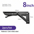 2-piece set collapsible shelf brackets, heavy-duty, made of stainless steel for tables, motorhomes and space-saving